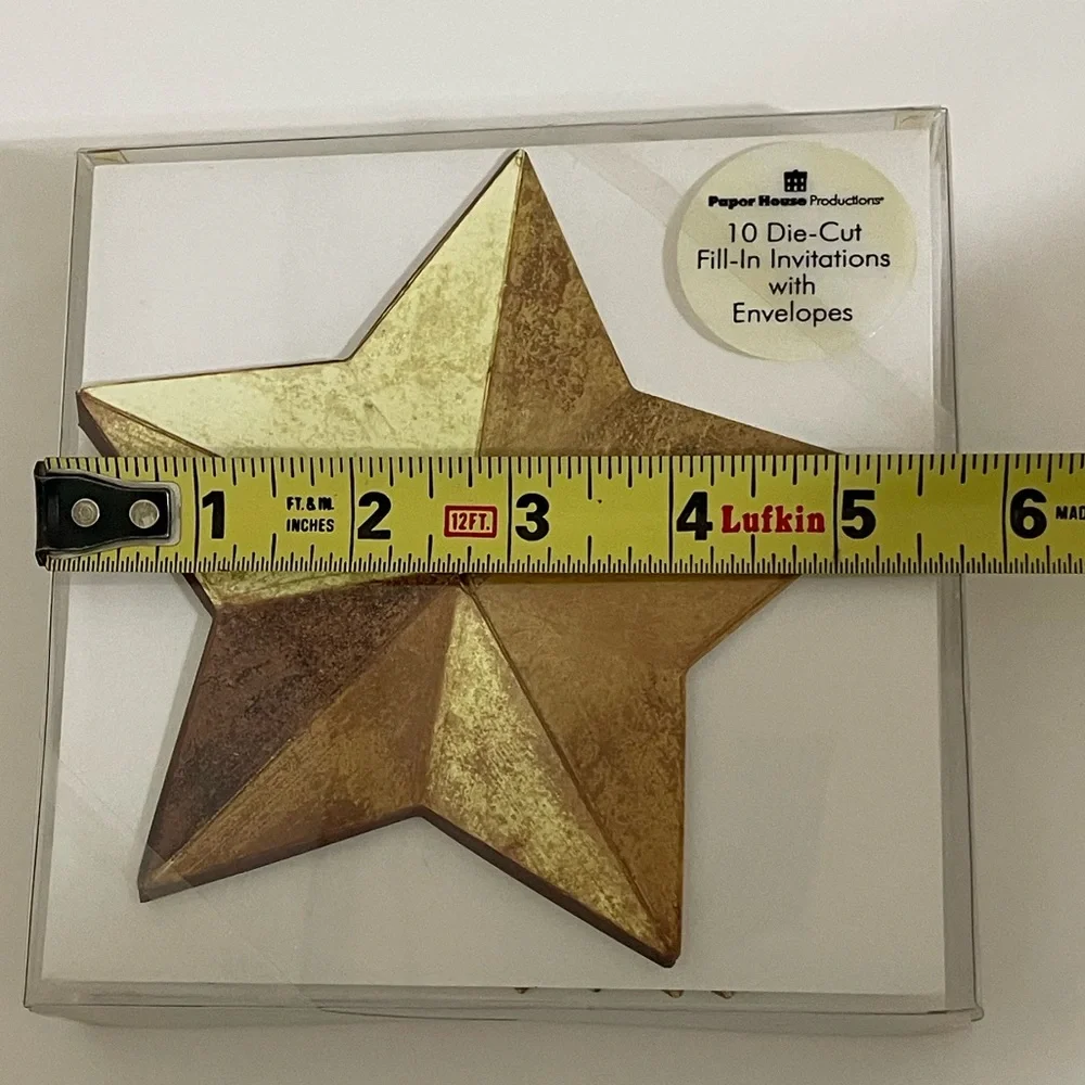 New Paper House Gold Star Die Cut Fill In Invitations Set/10 Christmas New Years